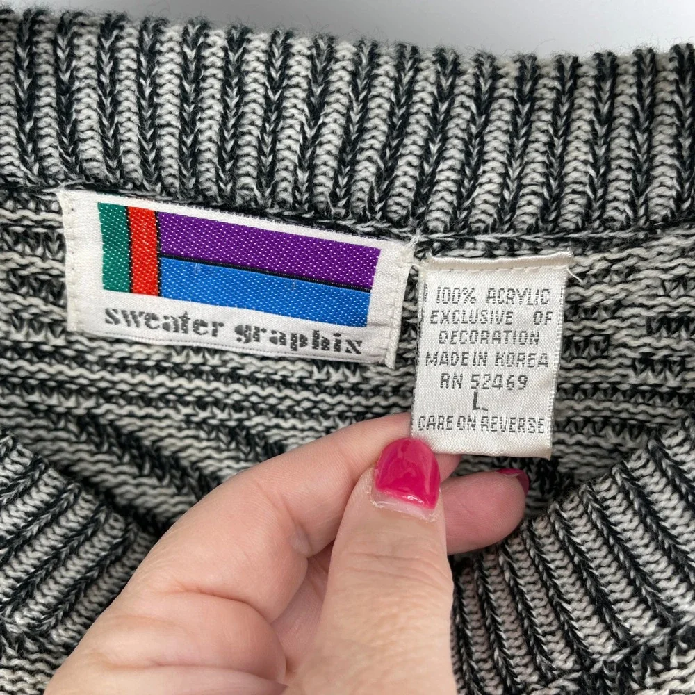 Vintage 80s Sweater Graphix Sweater Mens Large Geometric Pattern Acrylic 90s